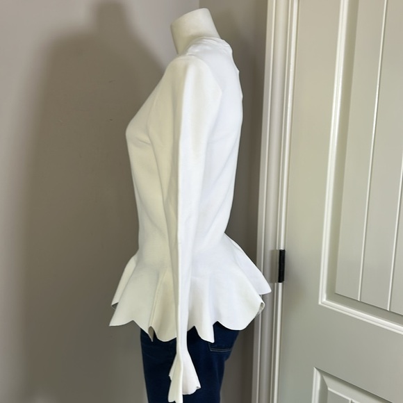 Ted Baker Lillyyy Fitted Peplum Top Ivory Long Sleeve Knit Stretch 3 US 8-10 NEW - Picture 5 of 12